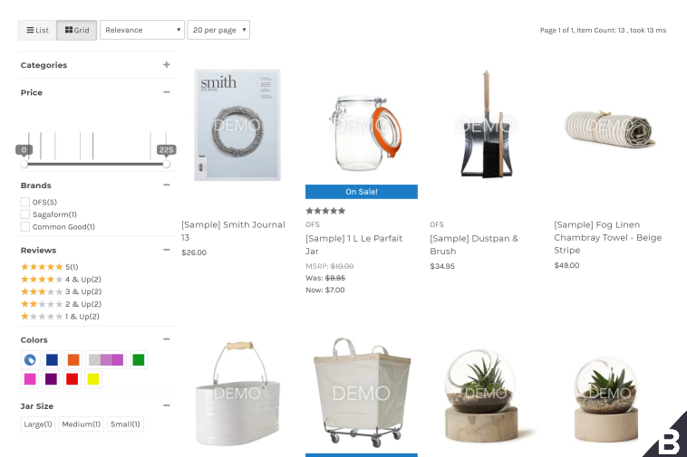 Mezereon BigCommerce search dashboard